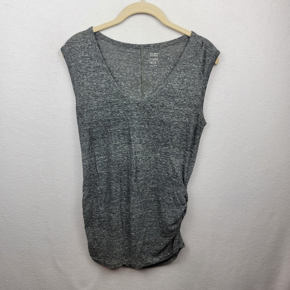 Old Navy Maternity Relaxed Sleeveless Gather Sides V Neck Tank Top Womens Medium